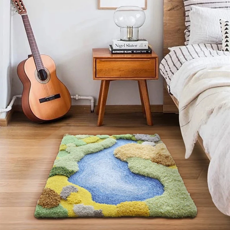 Маленький лес 3D ручной работы яркий зеленый коврик для входа в гостиную детский