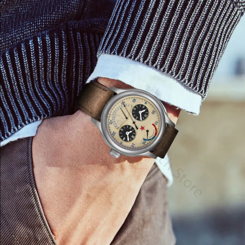 Часы наручные мужские механические с двумя часовыми поясами 45 мм | Наручные часы