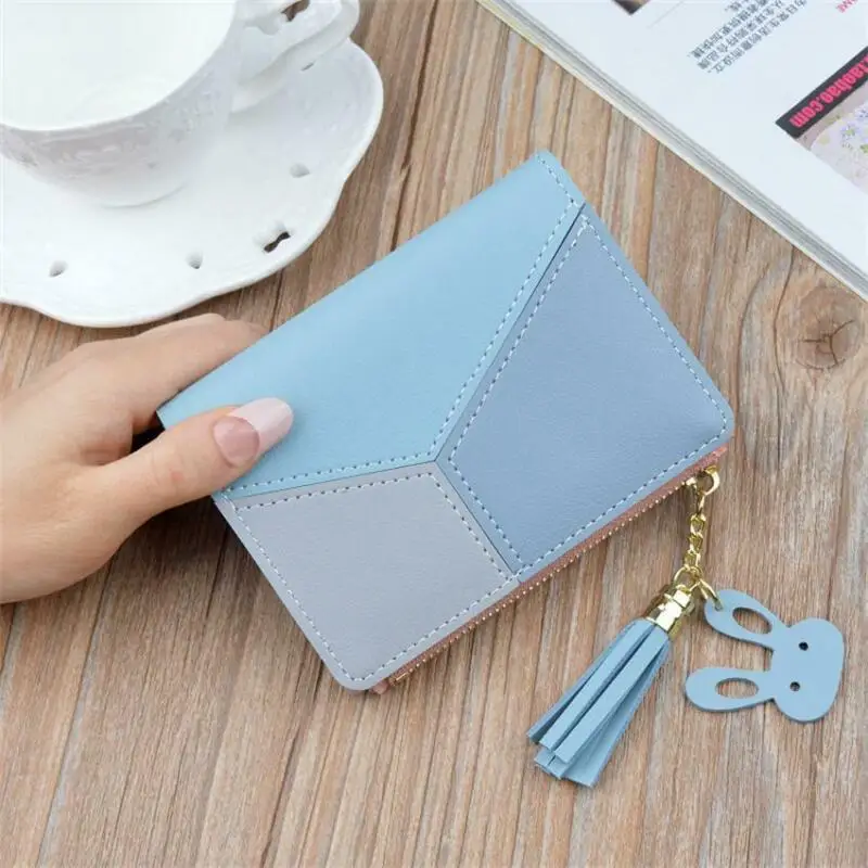 

Mini Women Tassel Wallet Card Holder Clutch Coin Purse Leather Handbag Purse Credit Card Wallet Trifold Lock Short ID Purse