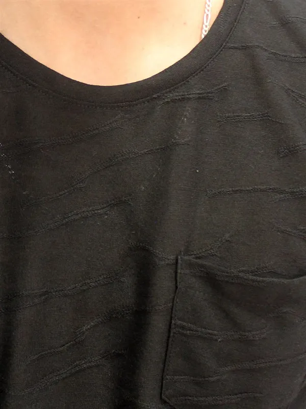 

Crew Neck Black JacquardMens T-shirt