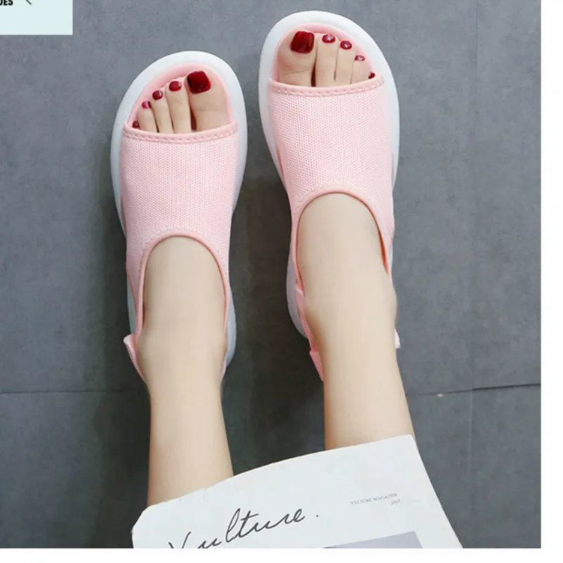 Красивые повседневные сандалии на толстой подошве в стиле ретро женские плоской