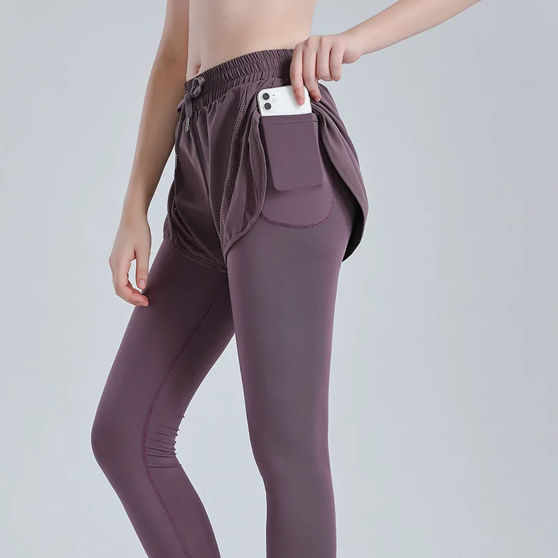 

Women's Stretch Sports Pants Quick-drying Mesh Breathable Workout Yoga Pants with Pockets Shorts Running Leggings Fitness Pants