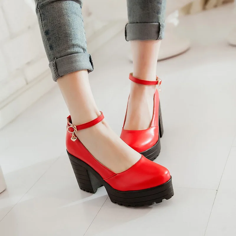 PXELENA/популярные женские Туфли Мэри Джейн в стиле панк с круглым носком на