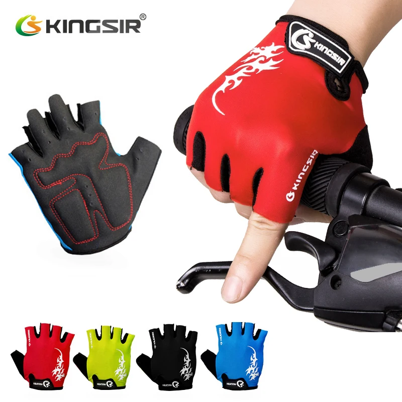 

KINGSIR Cycling Gloves Half Finger Men Women Summer Sports Breathable Shockproof Anti-slip Bike Gloves MTB Bicycle Gloves
