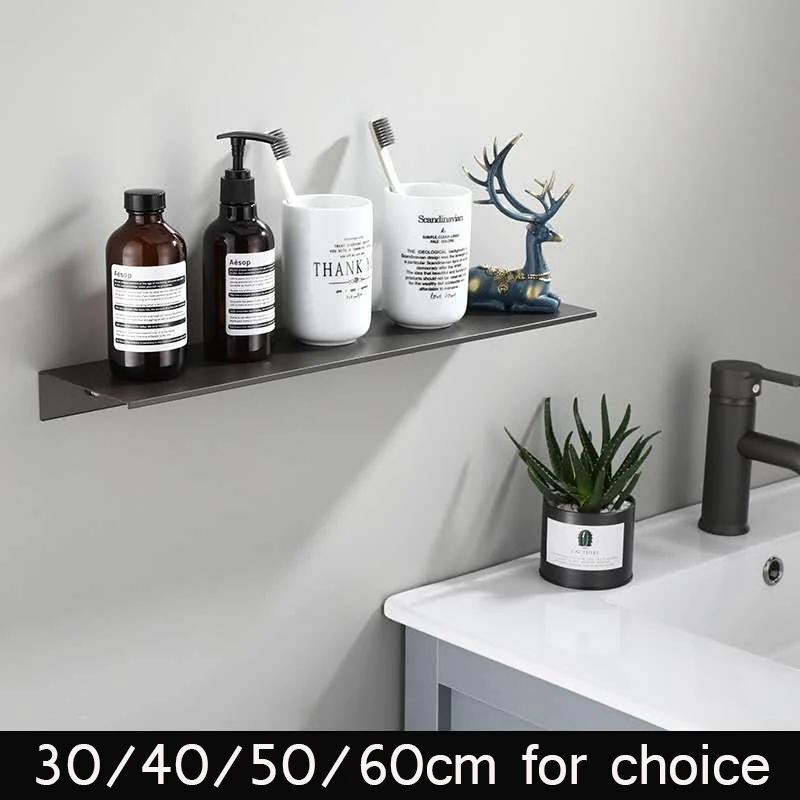 

Gray Bathroom Shelf Space Aluminum Shower Basket Corner Shelves Mirror Shampoo Holder Kitchen Storage Rack Accessories Hardware