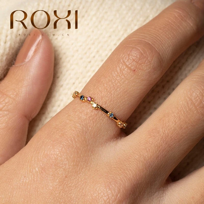 ROXI Boho 925 Sterling Silver Colorful Zircon Rings for Women Wedding Party Bague Bijoux Femme Fashion Jewelry Ring |