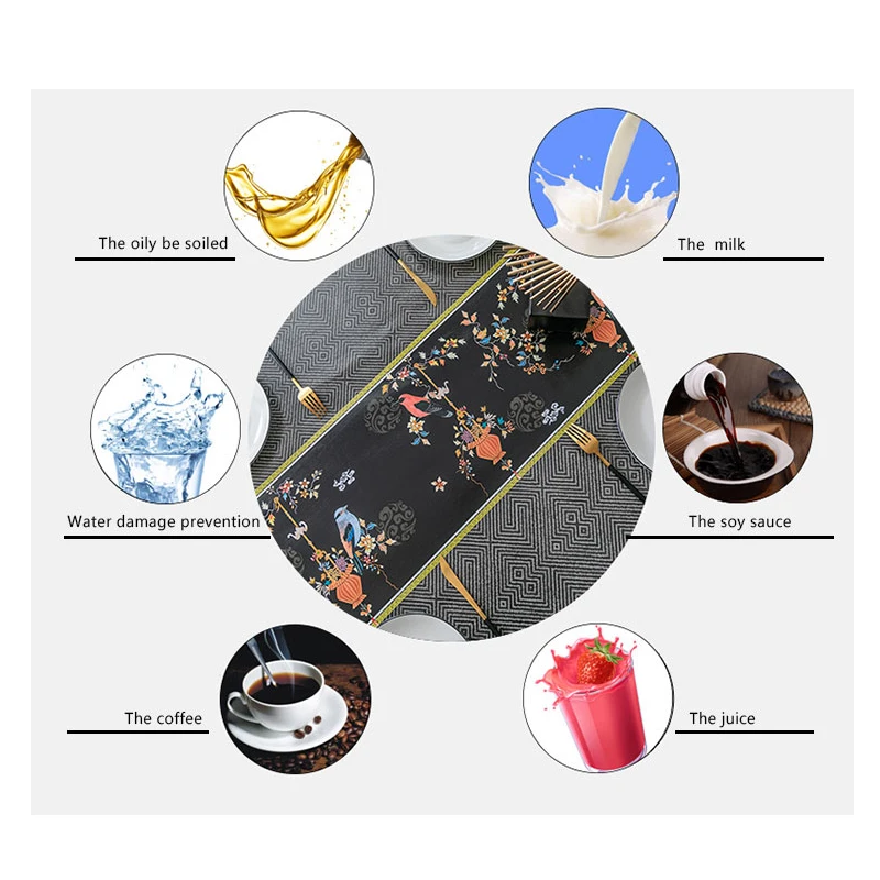 Скатерть прямоугольная из ПВХ для гостиной водонепроницаемая пластиковая