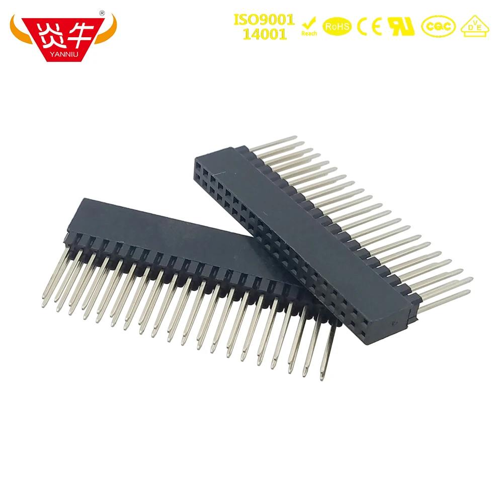 

2.54mm Long 2x20P 40Pin Female Stacking Header Connector Gilded Double Row 12.2mm PC104 High Temperature Resistance