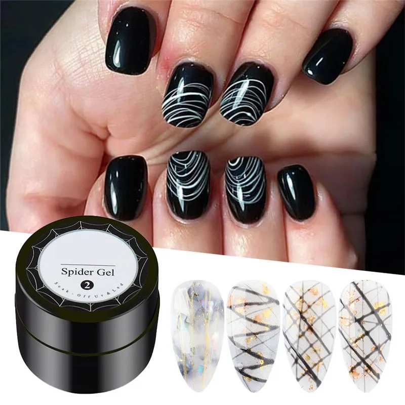 

Spider Web Gel Polish Nail Art Design Black UV Painting Gel Silk Lines Varnishes For Manicure DIY Drawing Decoration