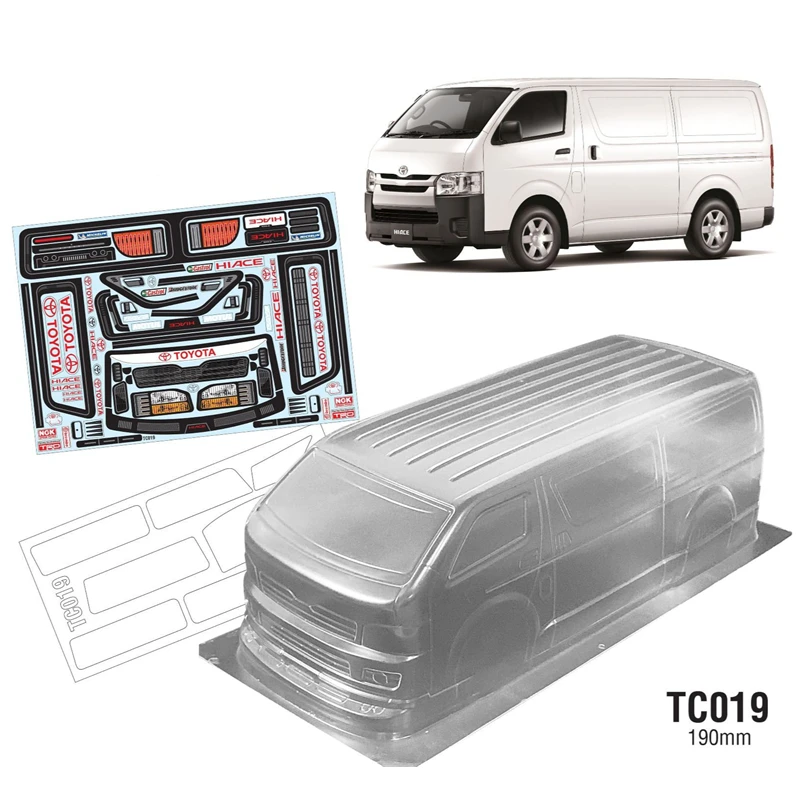 

Корпус радиоуправляемого автомобиля Toyota Hiace, прозрачный корпус + жесткость корпуса + заднее крыло для масштаба 1:10, модель бизнес-автомобилей