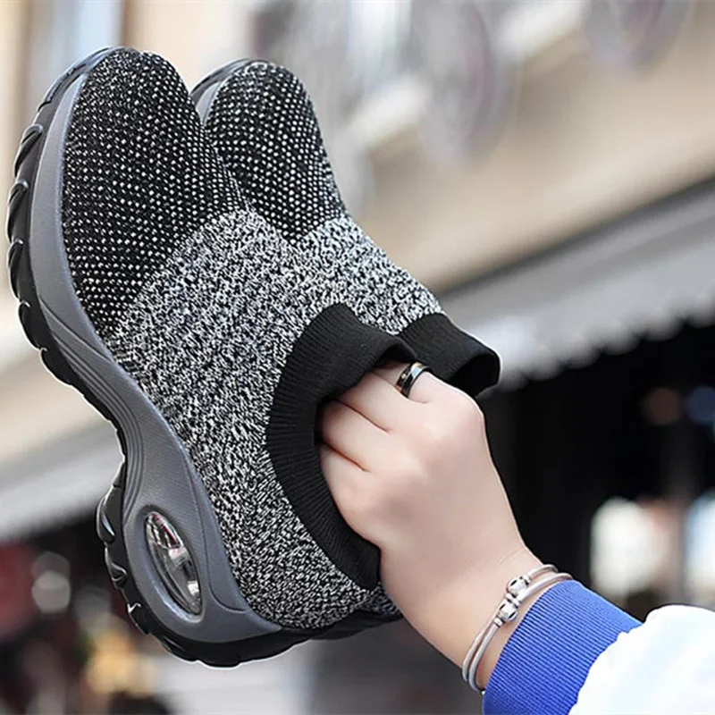 

Zapatos De Malla Transpirable Para Mujer, Calzado De Calcetín Antideslizante Para Exteriores, Zapatillas De Tenis Con Plataforma