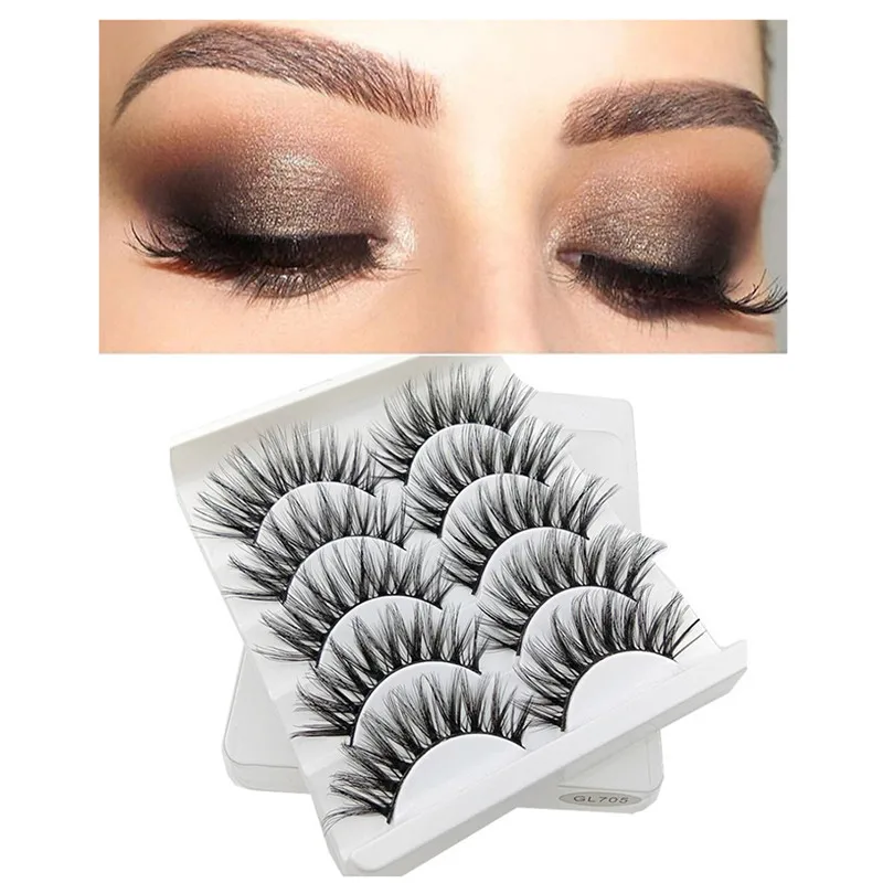 5 пар ручной работы Объемные Накладные ресницы многоразовые норковые волосы
