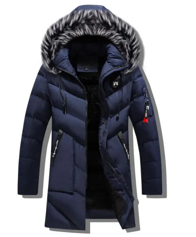 VXO Men Parkas Hooded Long Overcoats Man Fur Collar Parkas Outwear Winter Jacket Fashion Men Coat Casual Slim Thick Warm Coats
