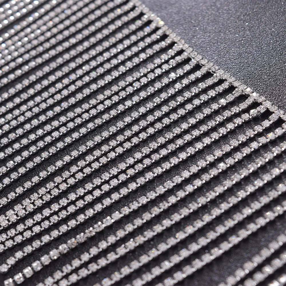 Оптовая продажа 1 ярд Блестящий Кристалл Стразы отделка с кисточками пришить