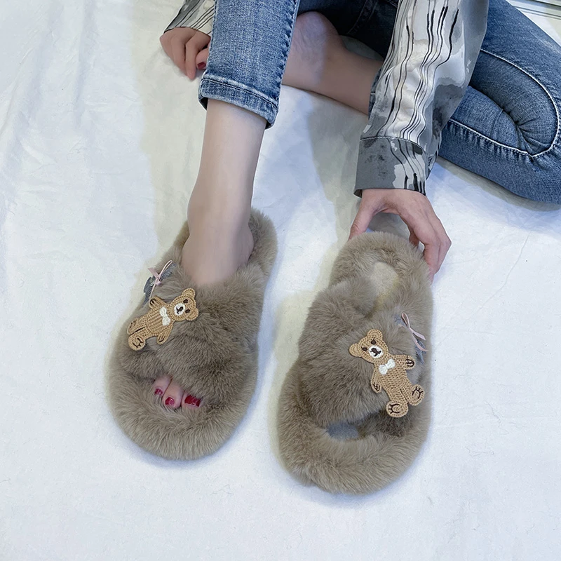 

Women's Shoes Autumn Winter Slippers Home Platform Kawaii Fashion 2021flat Fluffy Slippers Comfortable Casual New Cotton Shoes