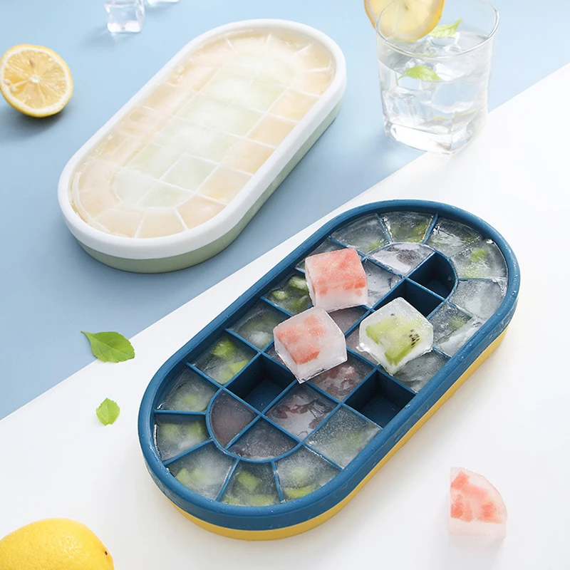 

Silicone Ice Tray Mould Kitchen Accessories Household Frozen Round Square Ice Box With Lid For Ice Making Moldes De Silicona