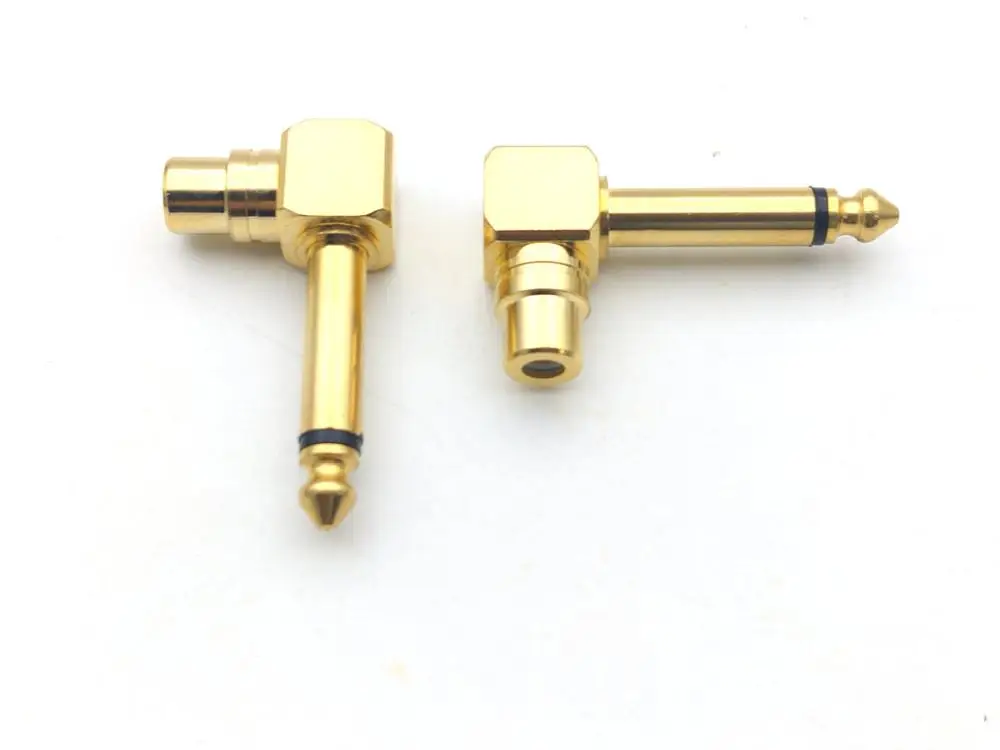 

copper Right Angle Female RCA Phono to 6.35mm Mono Male connector adapter