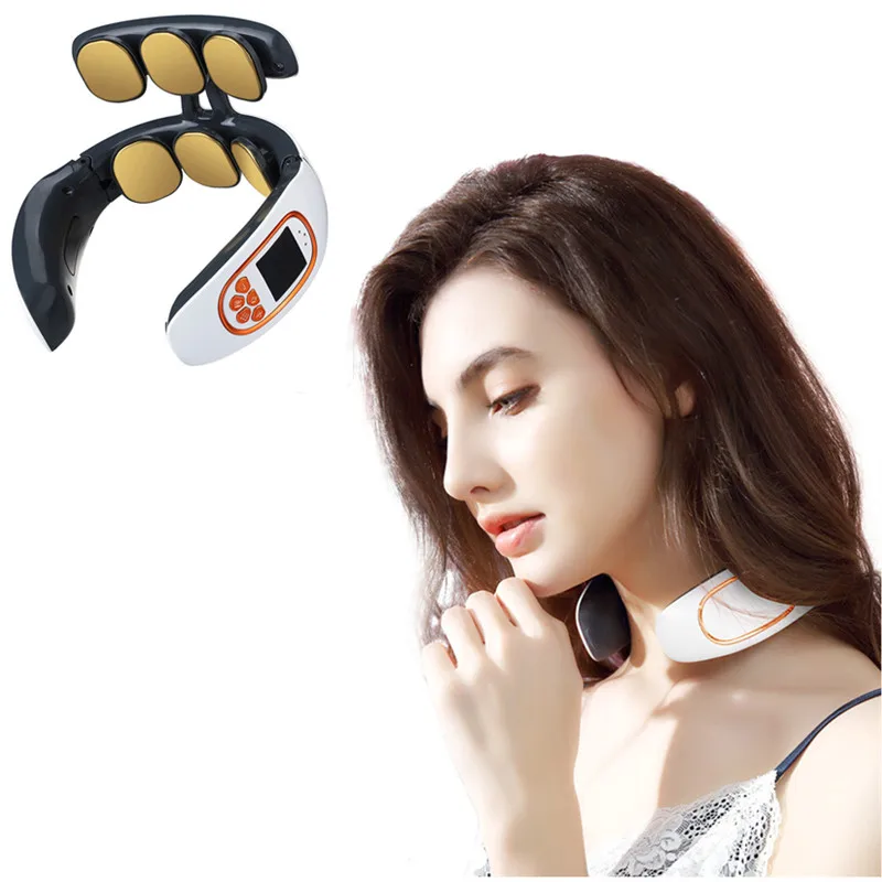 

6 Heads Electric Neck Massage Instrument Wireless Heat Cervical Vertebra Relax Pain TENS Cervical Massager Kneading Massager