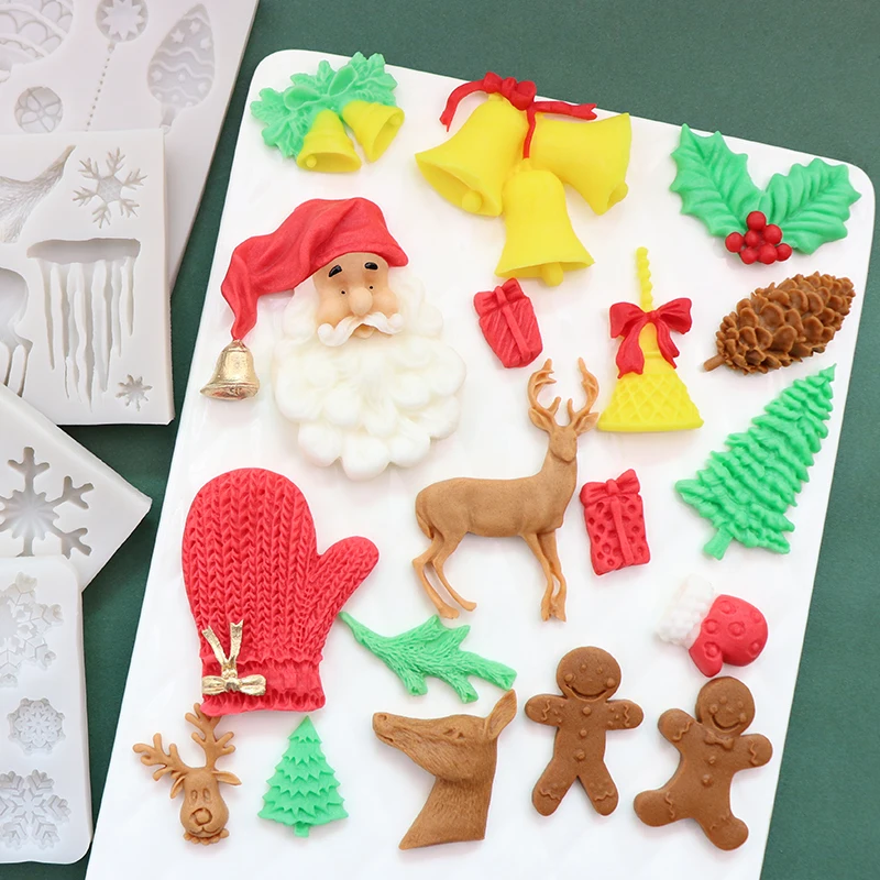 

Snowflakes Silicone Moulds Chocolate Wreath Cake Decoration Christmas Collection Tools Snow House SugarCraft DIY Fondant Molds