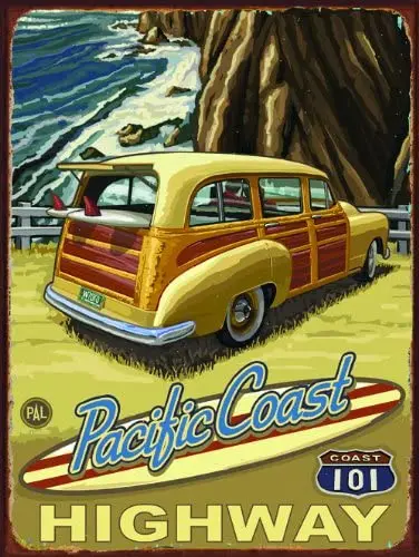 

Losea Pacific Coast Highway Metal Sign Vintage Retro Home Decoration Metal Signs Tin Sign Posters for Bar Pub Home 12 x 16 Inch