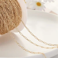 1 meter new real gold color plated brass o link chains for diy bracelet necklace ankles jewelry making findings accessories