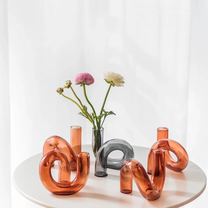 

Glass Vases Clear Flower Candle Holders Home Decoration Office Hotel Wedding Centerpieces Table Centerpieces Candlestick Holder