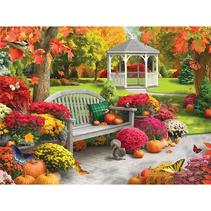 

Gatyztory DIY Painting By Numbers Handpainted Garden Oil Painting Canvas Colouring Artwork Wall Decor 60x75cm