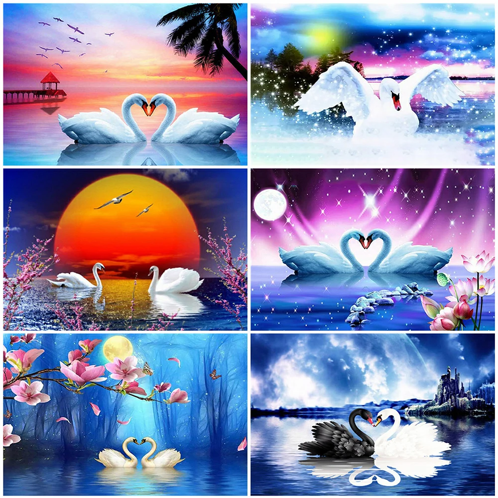 

Набор для алмазной вышивки MomoArt, картина из квадратных страз с изображением лебедя 5D, стразы, декор для стен «сделай сам»