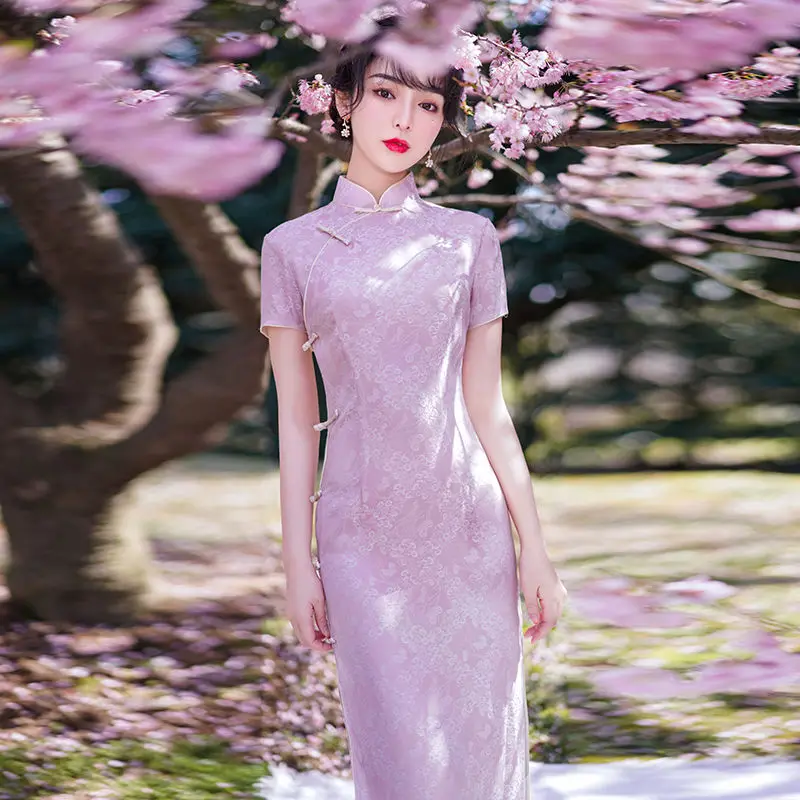 

Cheongsam Vintage Young Girl Pink Elegant Dress Women Improved Chinese Style Qipao Party New Year Clothes Harajuku Vestido