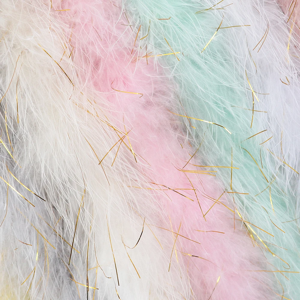 

2 Meters Boa Plumas Blanca Decor Feathers Add Gold Wire Feathers Dcoration 20g