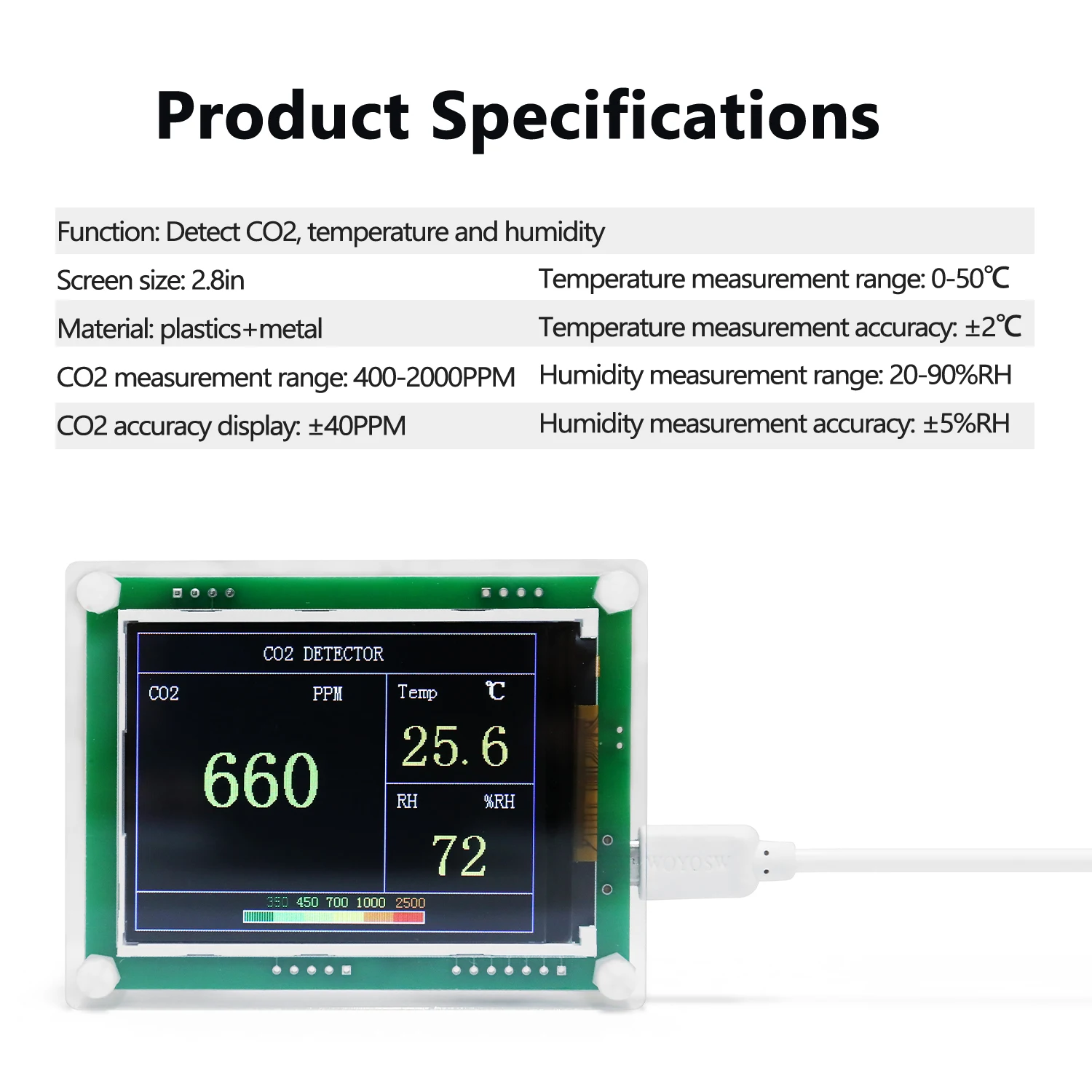 Digital Gas Detector CO2 Meter Multifunctional Air Analyzer Portable Quality Monitor With LCD Display For Home | Инструменты
