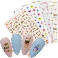 1pcs 3d super thin dessert nail stickers tips nail art adhesive decals flower flamingo design nail wraps manicure