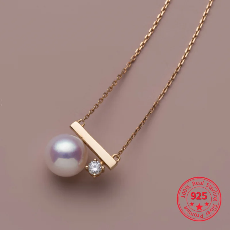 

Titanium Balance Pearl Zircon Necklace Women 925 Sterling Silver Jewelry Designer T Show Runway Gown Rare Glam Japan Ins Glam