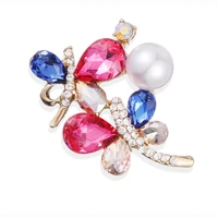 fashion crystal pearl butterfly brooches for women suit rhinestone jewelry cute insect pins scarf buckle badge clothes accessory