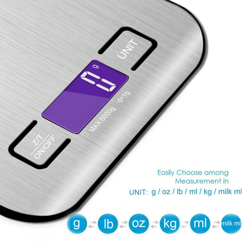 Цифровые бытовые кухонные весы из нержавеющей стали 5/10 кг х 1 г электронные без