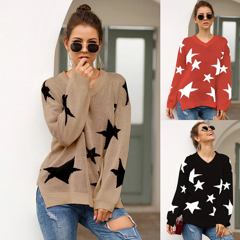 

Women Sweaters for Female Pullovers Fashion Warm Comfortable Sweaters Long Sleeve Autumn Winter Knitted