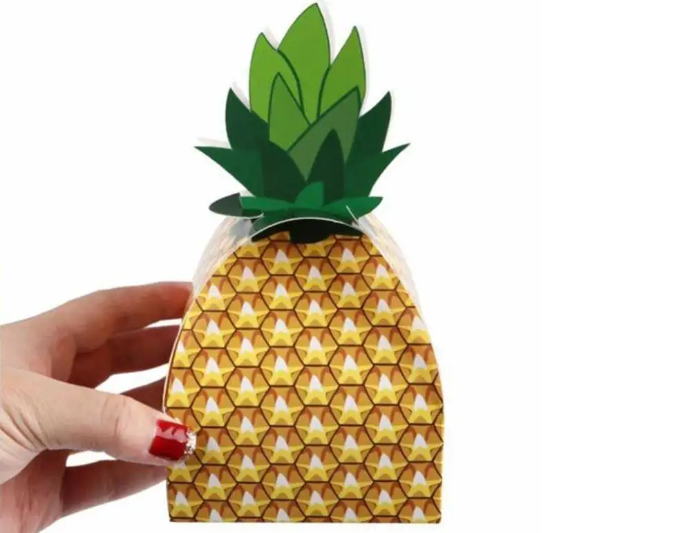 

100pcs Pineapple Shape Candy Box Mini Cookie Box Wedding Dragee Paper Box Packaging For Guest Event Party