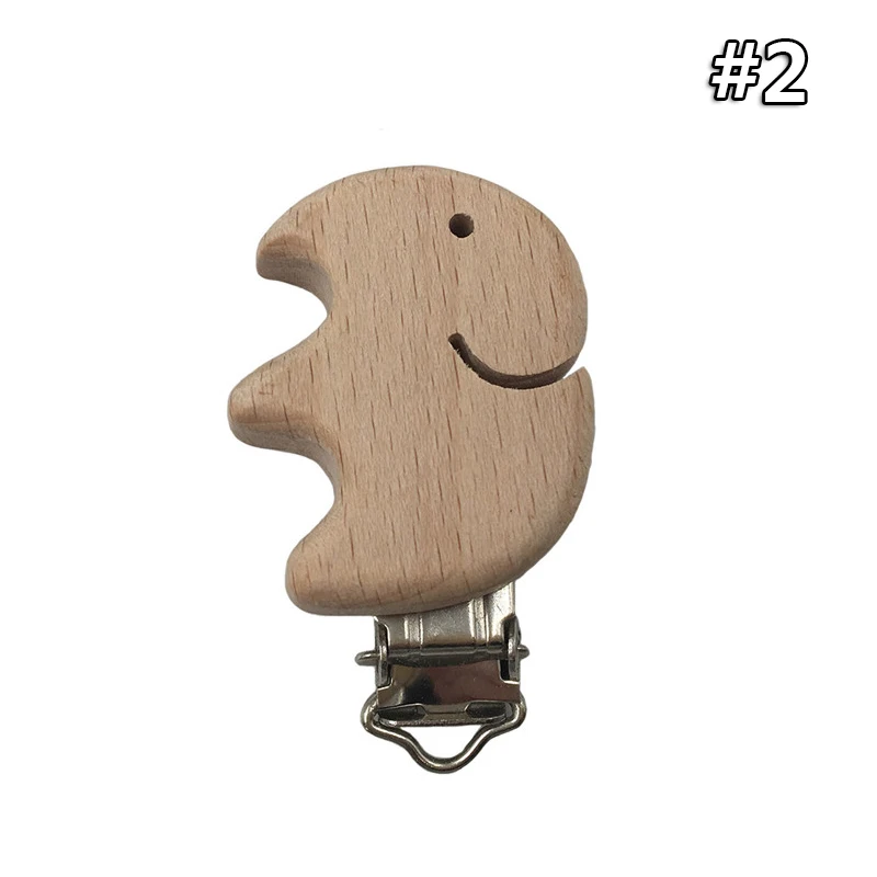 Wooden Clips 2 1 шт. детские деревянные погремушки из натурального бука, клипсы для соски, Мультяшные животные, соска, цепочка, аксессуар, зубной прорезыватель для малышей - Цвет: Wooden Clips 2