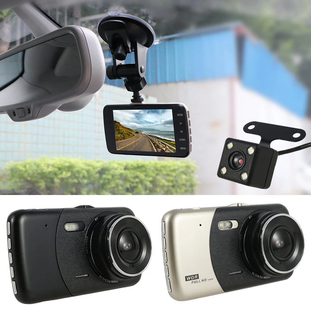 170 градусов с двумя объективами HD 1080P Камера Видеорегистраторы для автомобилей 4