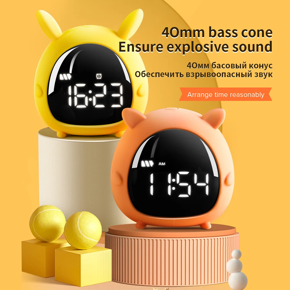 

Digital Alarm Clock Multifunctional Bedside Voice Control Snooze Chargeable Cute Child Alarm Clocks Children Bedroom Led Clock