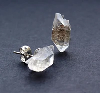 raw quartz chunk earrings geo earrings rock stud earrings crystal earrings