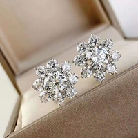 real 925 sterling silver 1ct top quality high carbon diamond sunflower stud earrings for women sparkling wedding fine jewelry