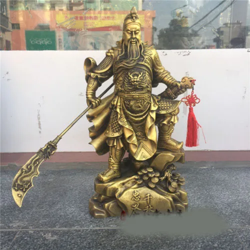 

christmas 24.8" Collect China Fengshui Brass Copper War God Guangong Guanyu Statue new Year