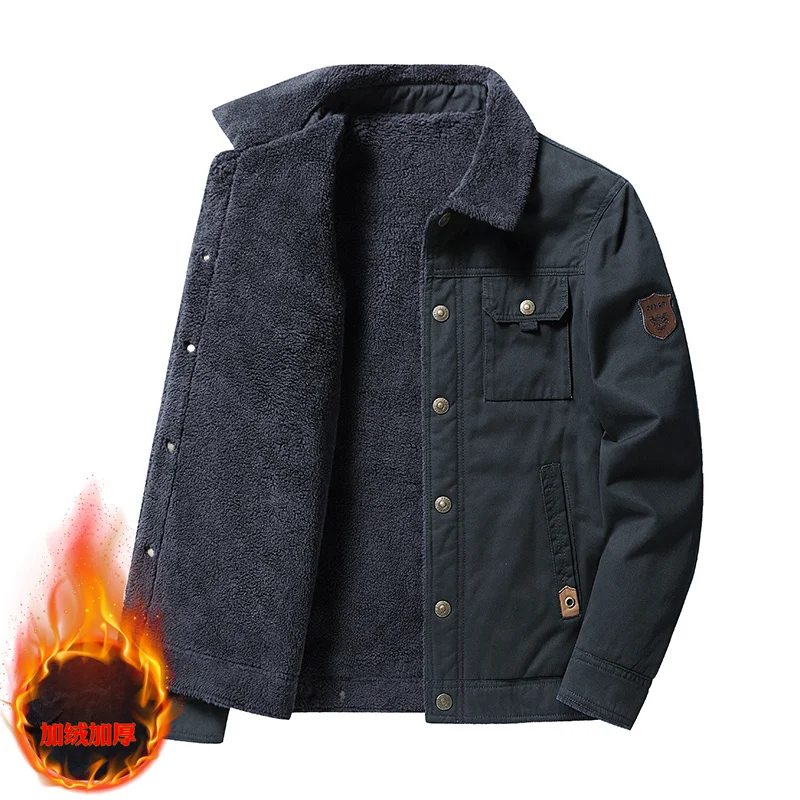 Мужская теплая куртка-бомбер на флисе цвета хаки | одежда