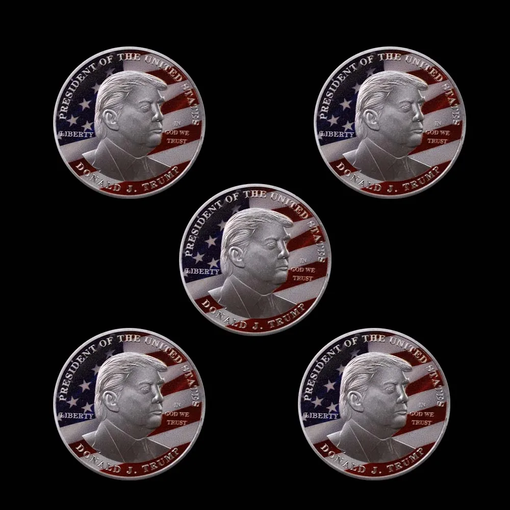 5 Pieces US President Trump Eagle Gold-plated Two-tone Commemorative Coin Collection Character Gold | Дом и сад