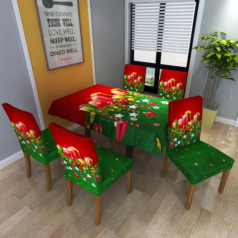 Dining Chair Cover Christmas Snowman Santa Claus Housse De Chaise Elastic Slipcover Seat Case 2021 New Year Decor | Дом и сад