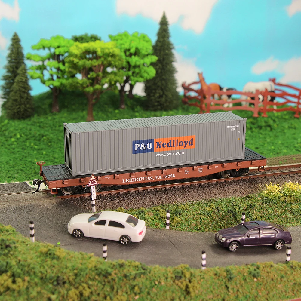 3pcs HO Scale 1:87 52' Flat Car Flatbed Transporter 52ft Model Train Container Carriage Freight C8741 | Игрушки и хобби