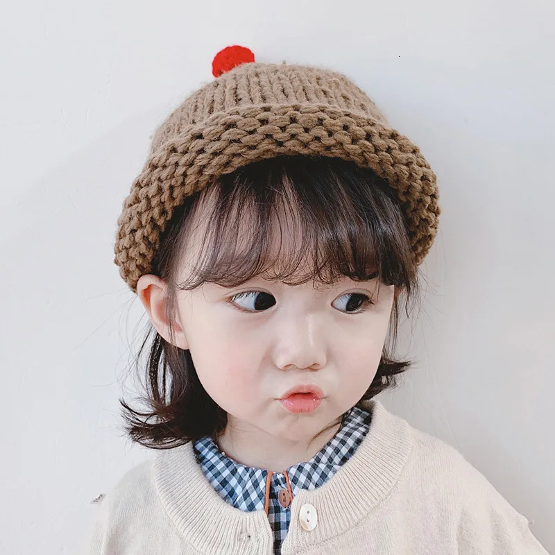 Новая вязанная детская шапка с рисунком фруктов из бобов теплая для мальчиков и