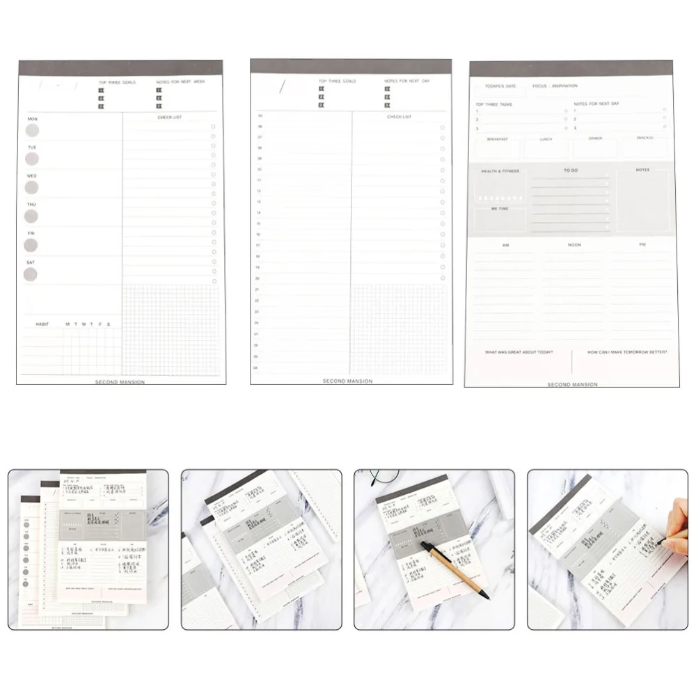 

3Pcs Tearable Weekly Plan Notepads Students Time Plan Notepad Stationery Supply