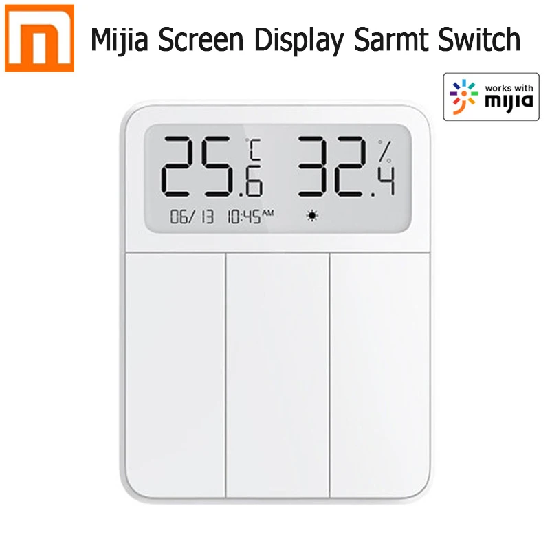 2021 Xiaomi Mijia Smart Wall Switch Light Remote Control Wireless 3 Key Switchs With Temperature and Humidity LCD Digital Screen